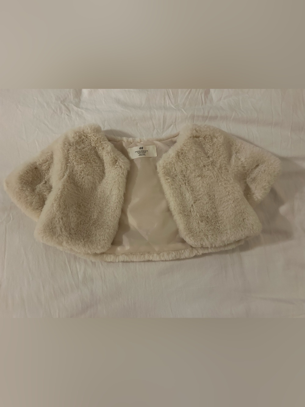 H&M Kids Faux Fur Hooded Capelet - Light Beige